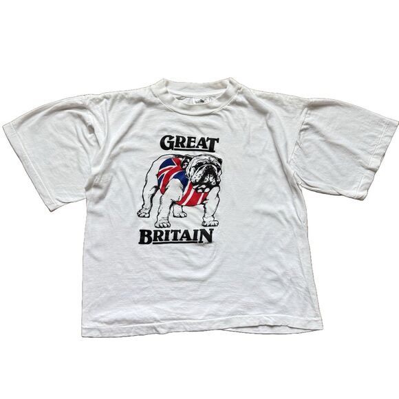 Vintage 80s Great Britain English Bulldog Graphic T-Shirt Womens M 17x19 Rare - Picture 1 of 9